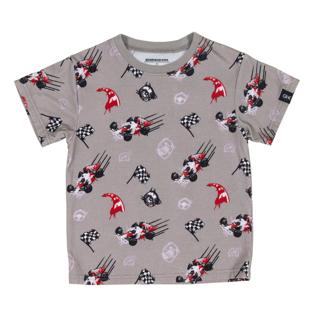 Kids t-shirt featuring 80s McLaren Formula 1 race car silhouette - Gearhead Kids