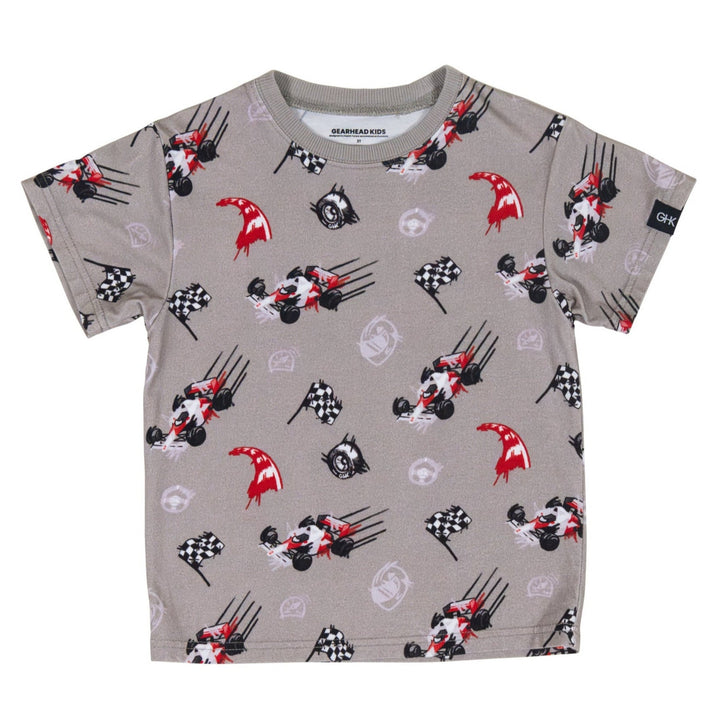 Kids t-shirt featuring 80s McLaren Formula 1 race car silhouette - Gearhead Kids