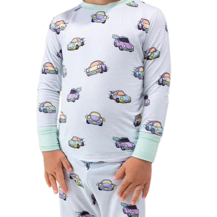 Air-Cooled Porsche 911 kids 2pc pajamas, vintage car print bamboo sleepwear - Gearhead Kids