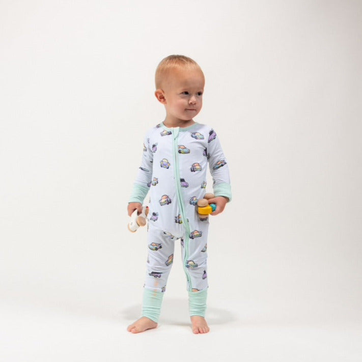 Toddler wearing air-cooled Porsche pajamas  - Gearhead Kids