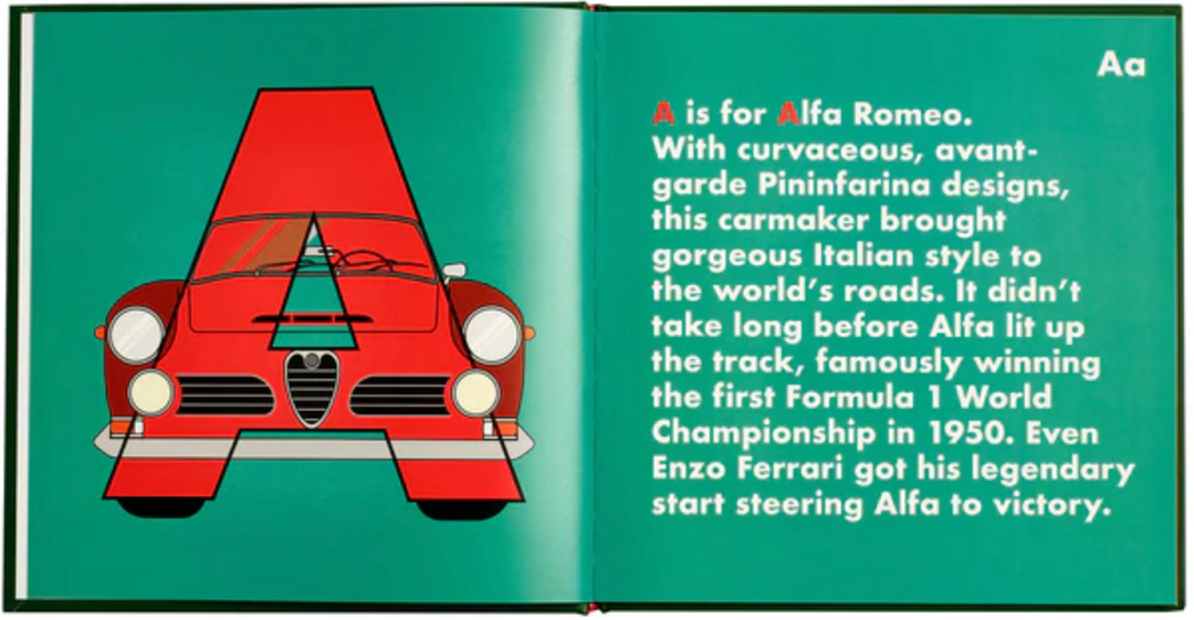 Alphabet Car Legends - Kids automotive book - Gearhead Kids