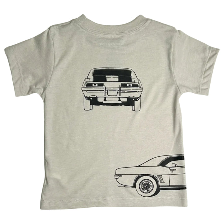 Camaro Z28 Outline t-shirt with front, back, and side car profile graphics of the muscle car -  Gearhead Kids