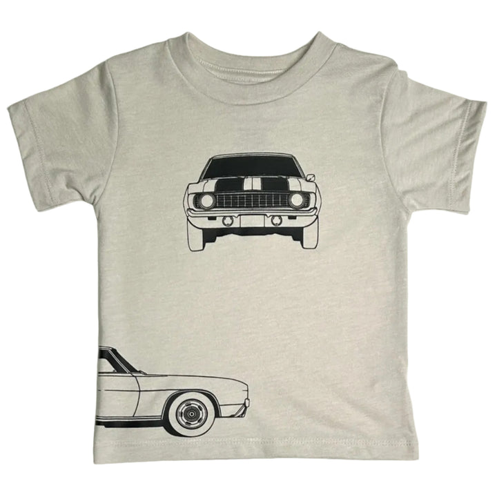 Camaro Z28 Outline t-shirt with front, back, and side car profile graphics - Gearhead Kids