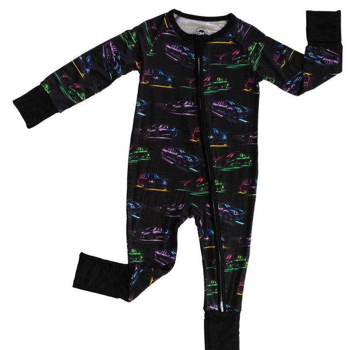 Baby zipper bamboo pajamas with JDM cars Nissan GTR, Toyota Supra and Mazda RX7 - Gearhead Kids