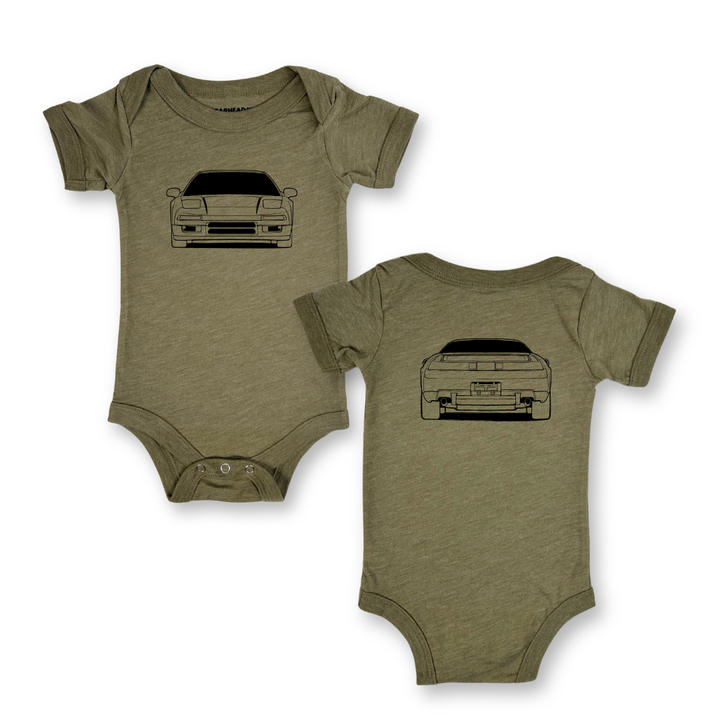Acura NSX Olive color onesie for baby - Gearhead Kids - Automotive clothes for kids