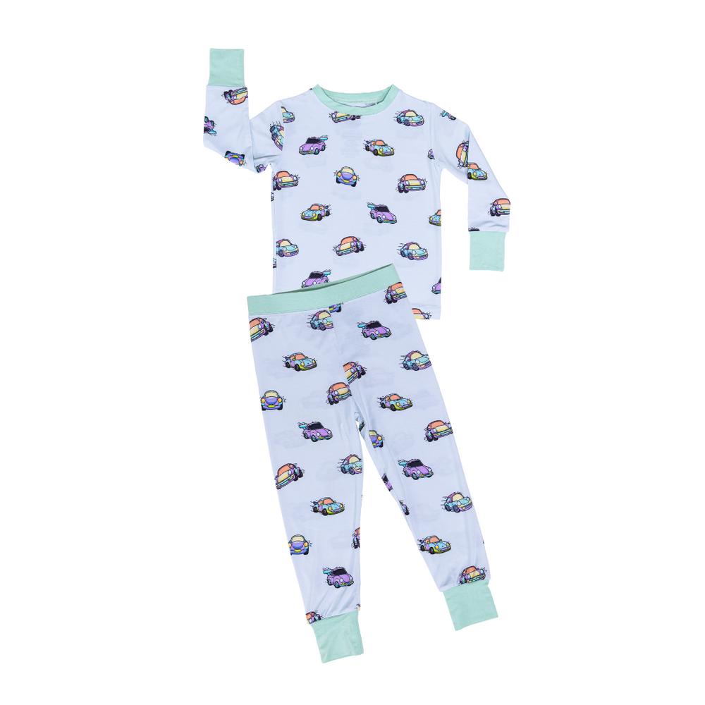 Air-Cooled Porsche 911 kids 2pc bamboo pajamas, vintage car print  - Gearhead Kids