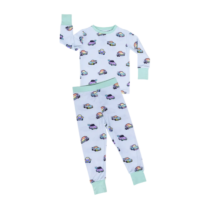 Air-Cooled Porsche 911 kids 2pc bamboo pajamas, vintage car print  - Gearhead Kids